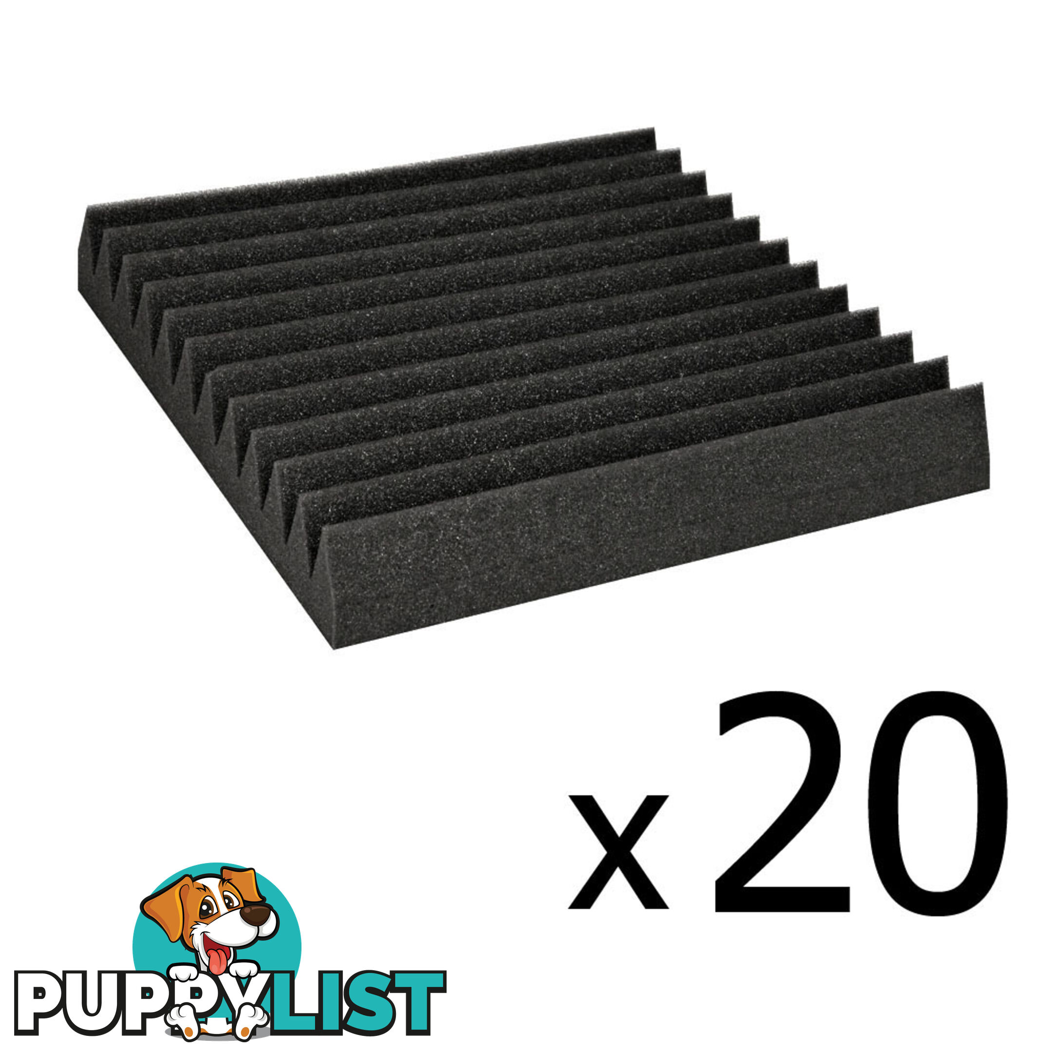 Set of 20 Studio Wedge Acoustic Foam Black 30 x 30cm