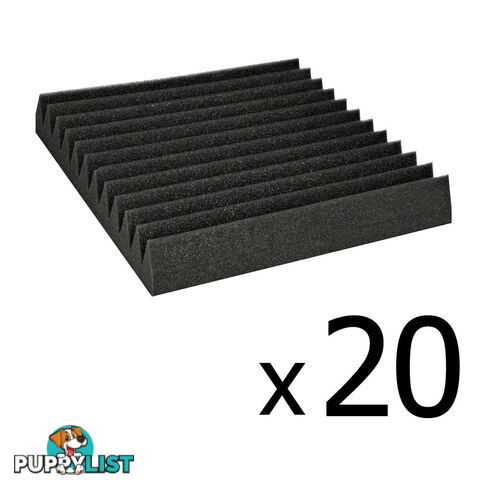 Set of 20 Studio Wedge Acoustic Foam Black 30 x 30cm