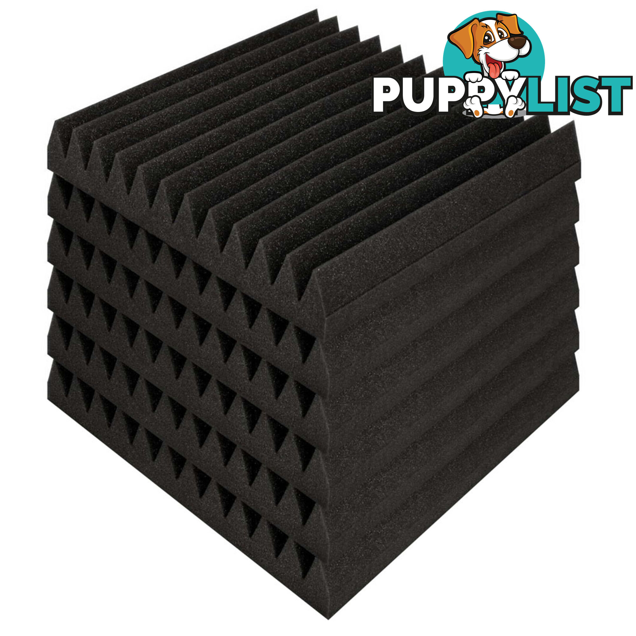 Set of 20 Studio Wedge Acoustic Foam Black 30 x 30cm