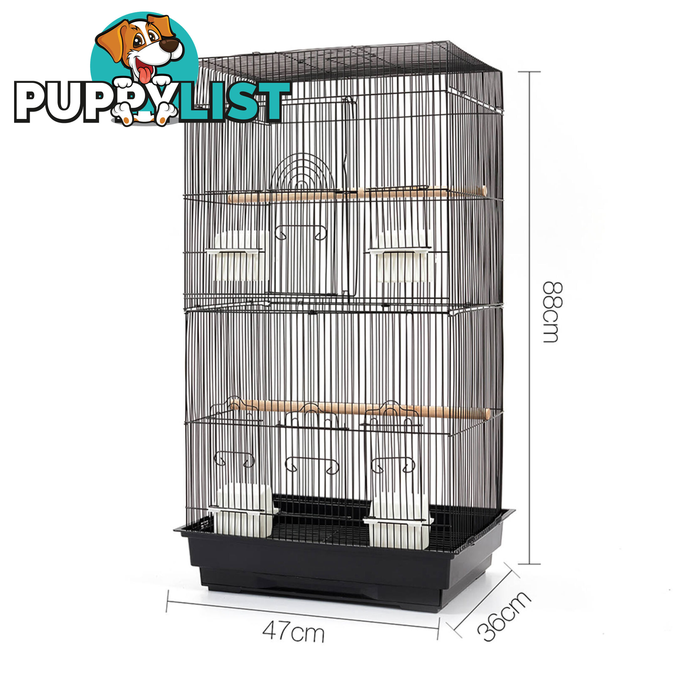 Pet Bird Cage Black Medium - 88CM