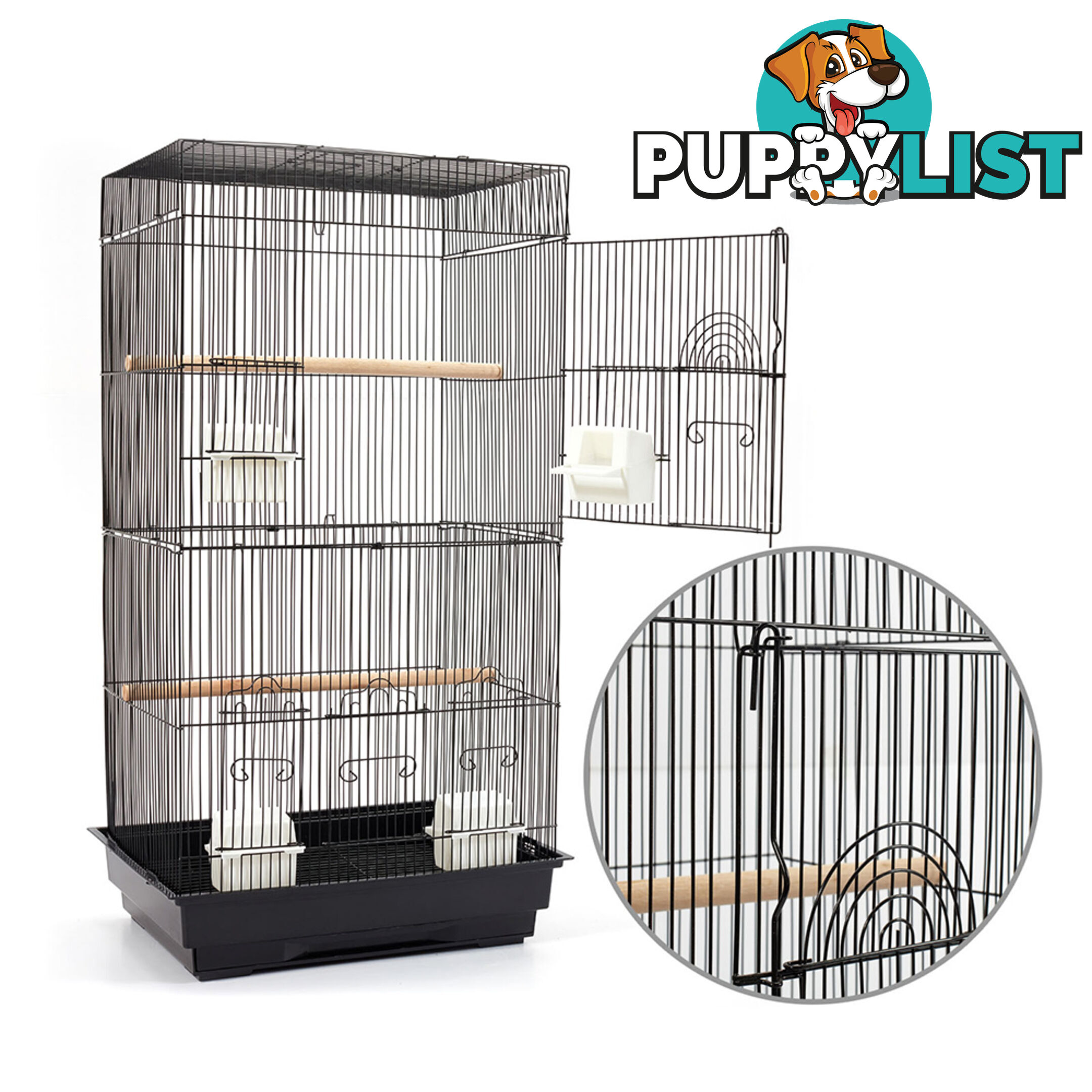 Pet Bird Cage Black Medium - 88CM