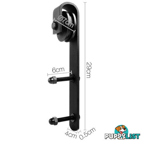 Sliding Barn Door Hardware Track Set Powder Coat Steel Black - 4M