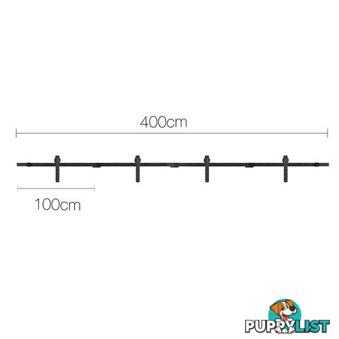 Sliding Barn Door Hardware Track Set Powder Coat Steel Black - 4M