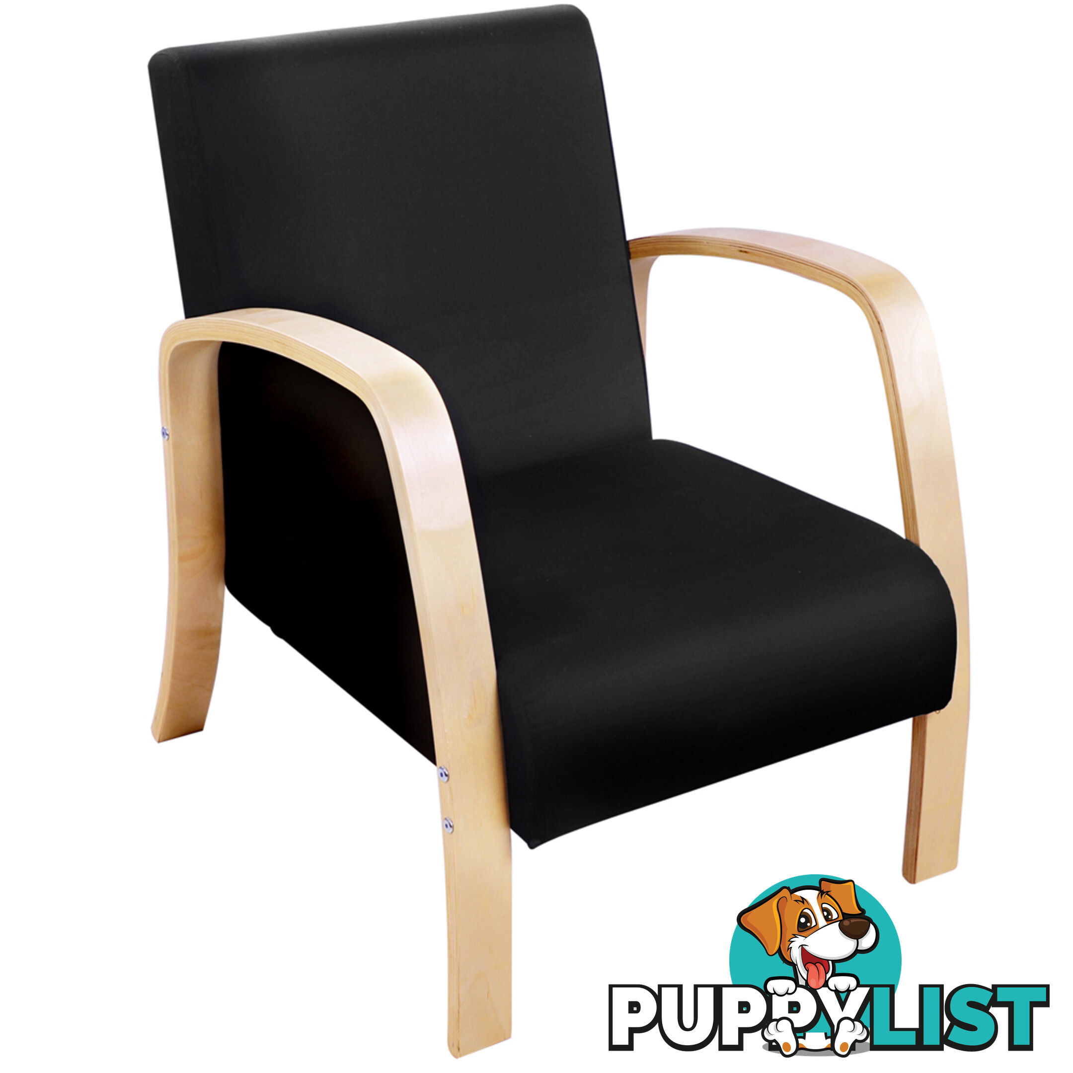 Birch Plywood Fabric Sofa Arm Chair Black