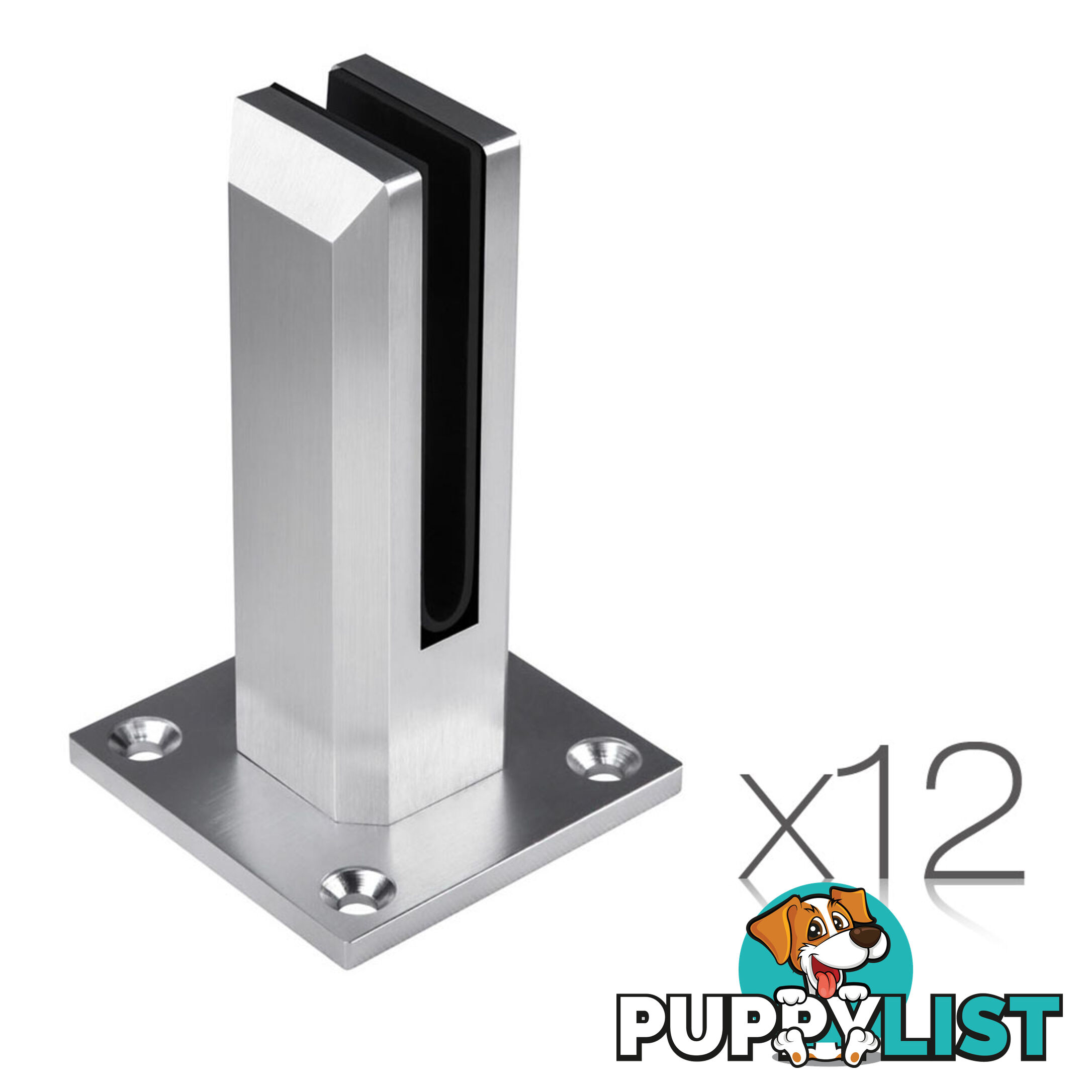 Set of 12 Frameless Glass Spigots Fencing Mount Square