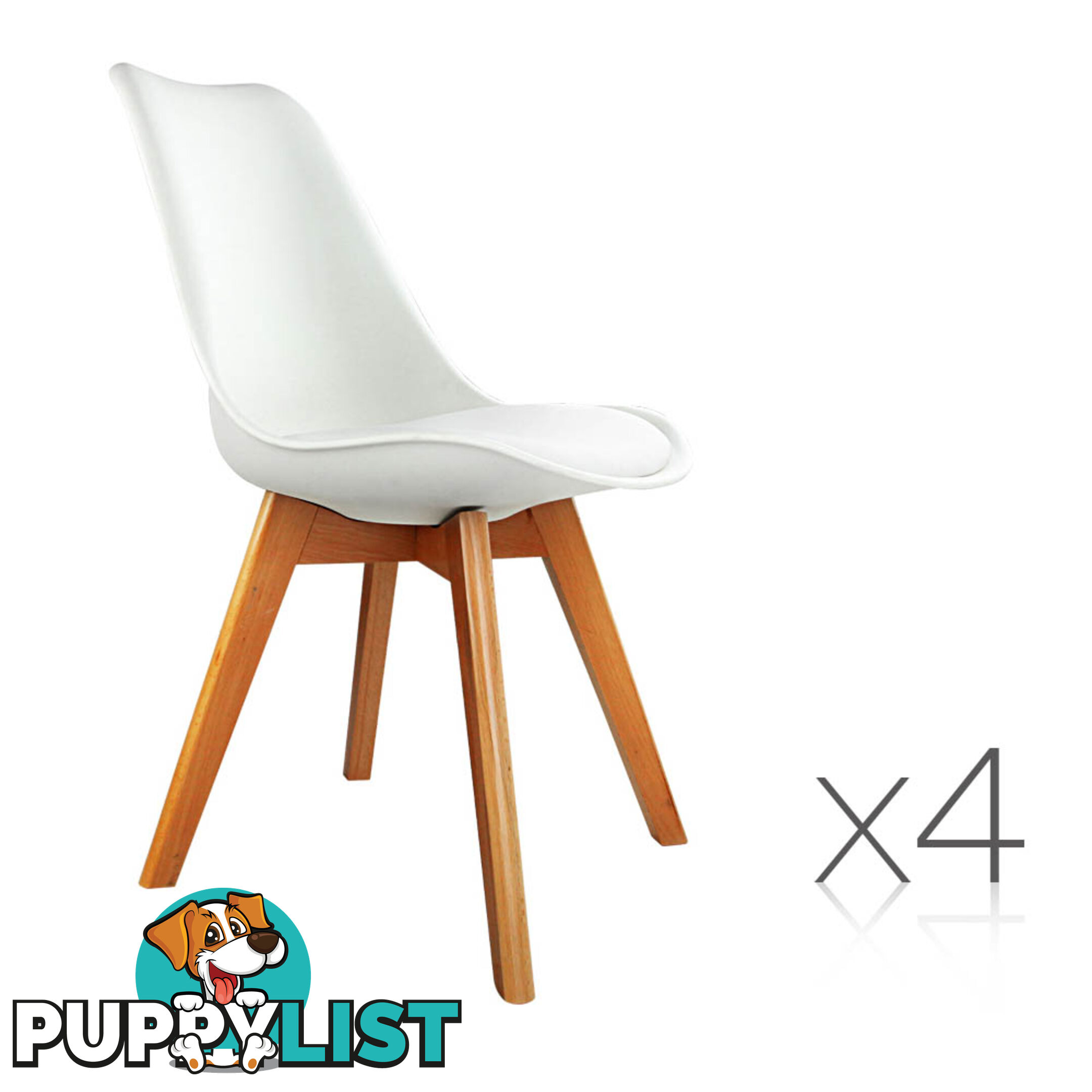 Set of 4 Dining Chair PU White