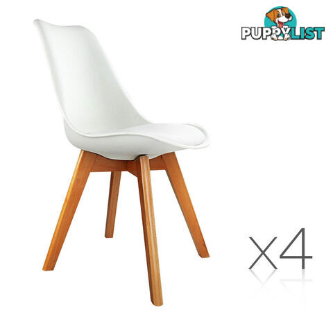 Set of 4 Dining Chair PU White