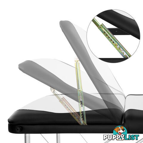 Portable Aluminium 3 Fold Massage Table Chair Bed Black White 75cm