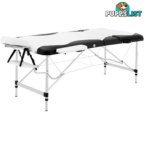 Portable Aluminium 3 Fold Massage Table Chair Bed Black White 75cm