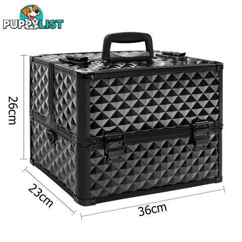 Portable Beauty Makeup Case Diamond Black