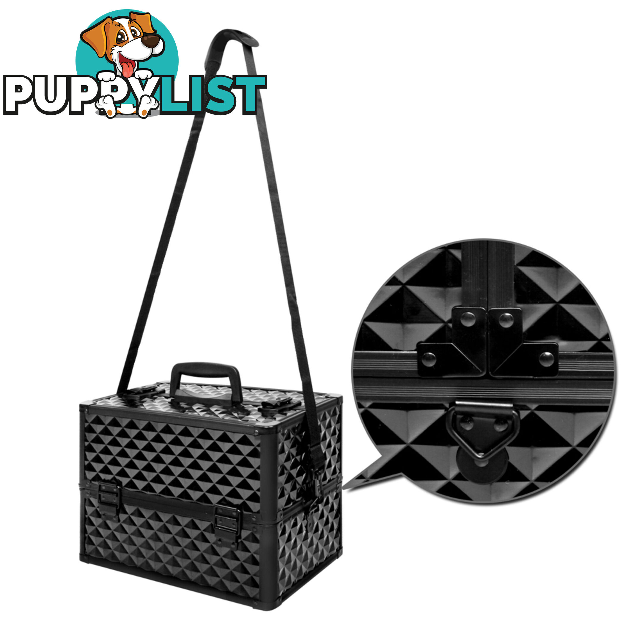 Portable Beauty Makeup Case Diamond Black