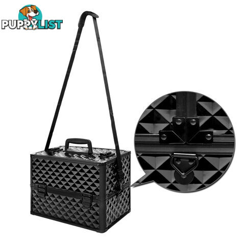 Portable Beauty Makeup Case Diamond Black