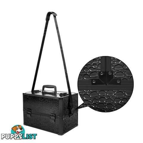 Portable Beauty Makeup Case Crocodile Black