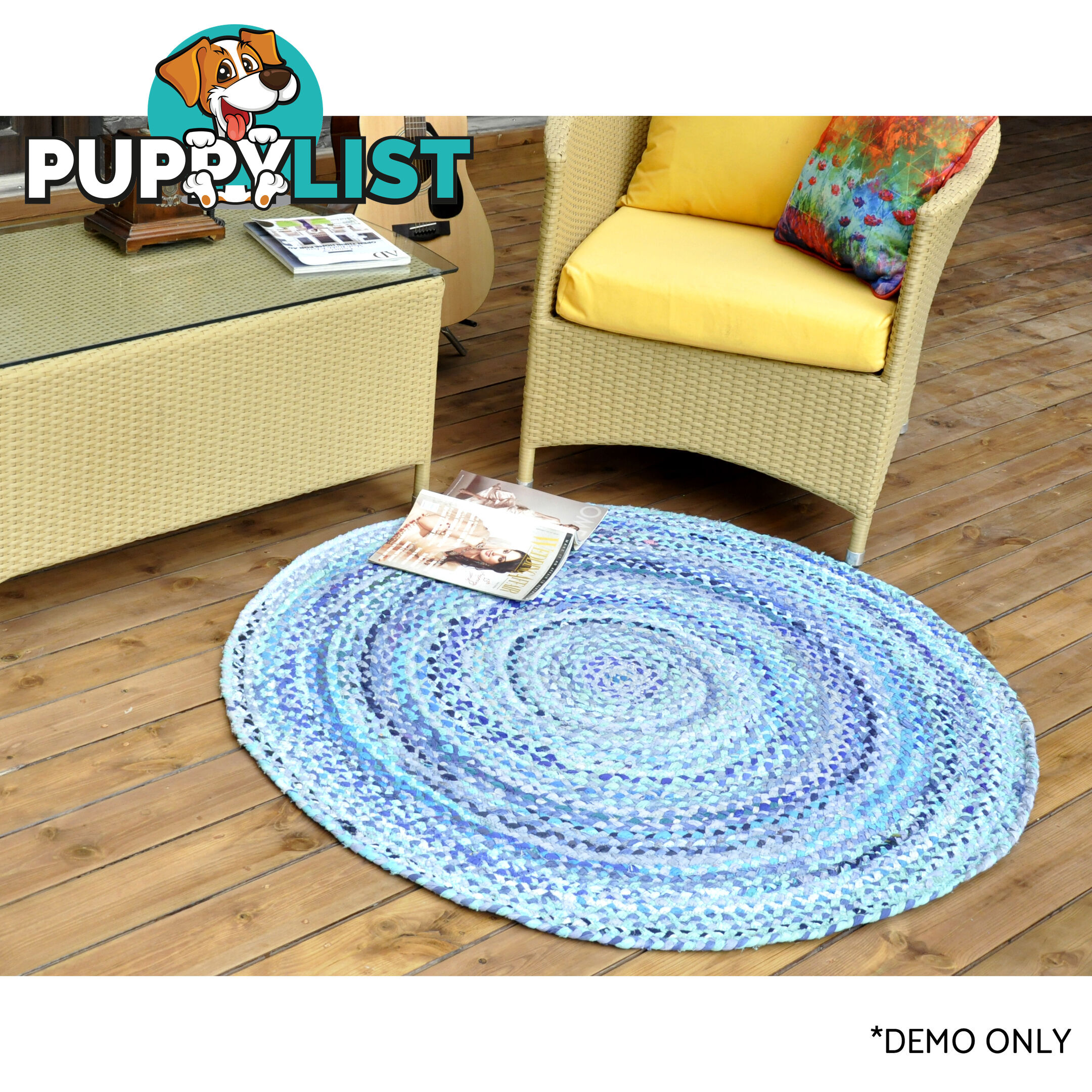 Cotton Blue Rug 120x120cm