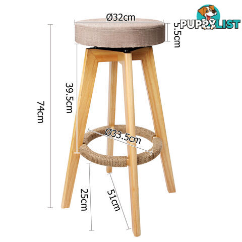 Set of 2 Swivel Seat Bar Stools - Taupe