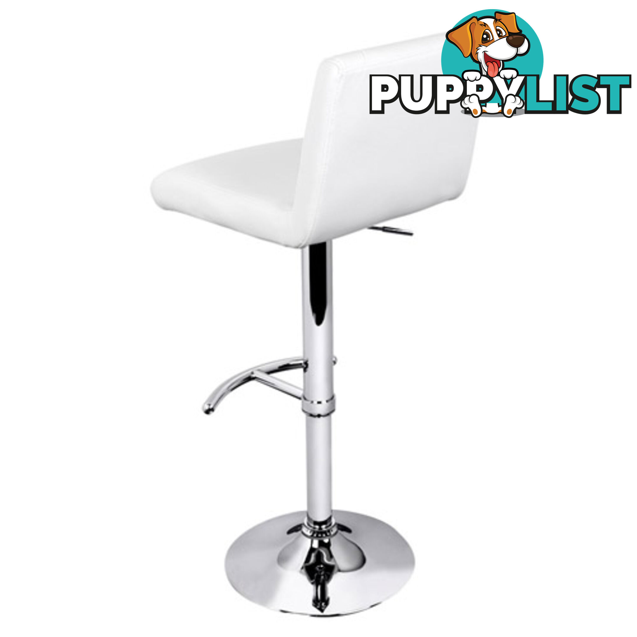 Set of 2 PU Leather Kitchen Bar Stool White