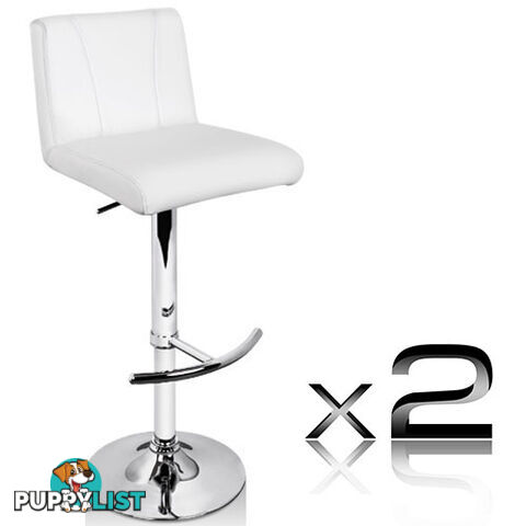 Set of 2 PU Leather Kitchen Bar Stool White