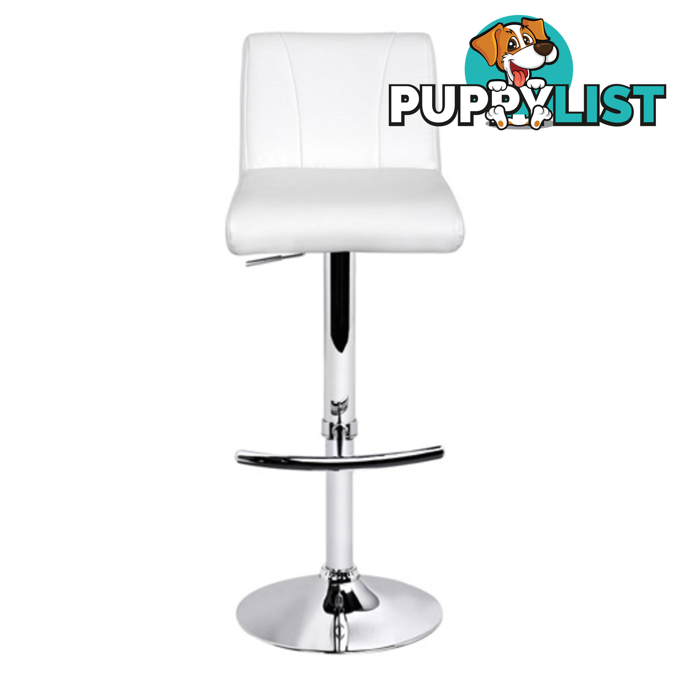 Set of 2 PU Leather Kitchen Bar Stool White