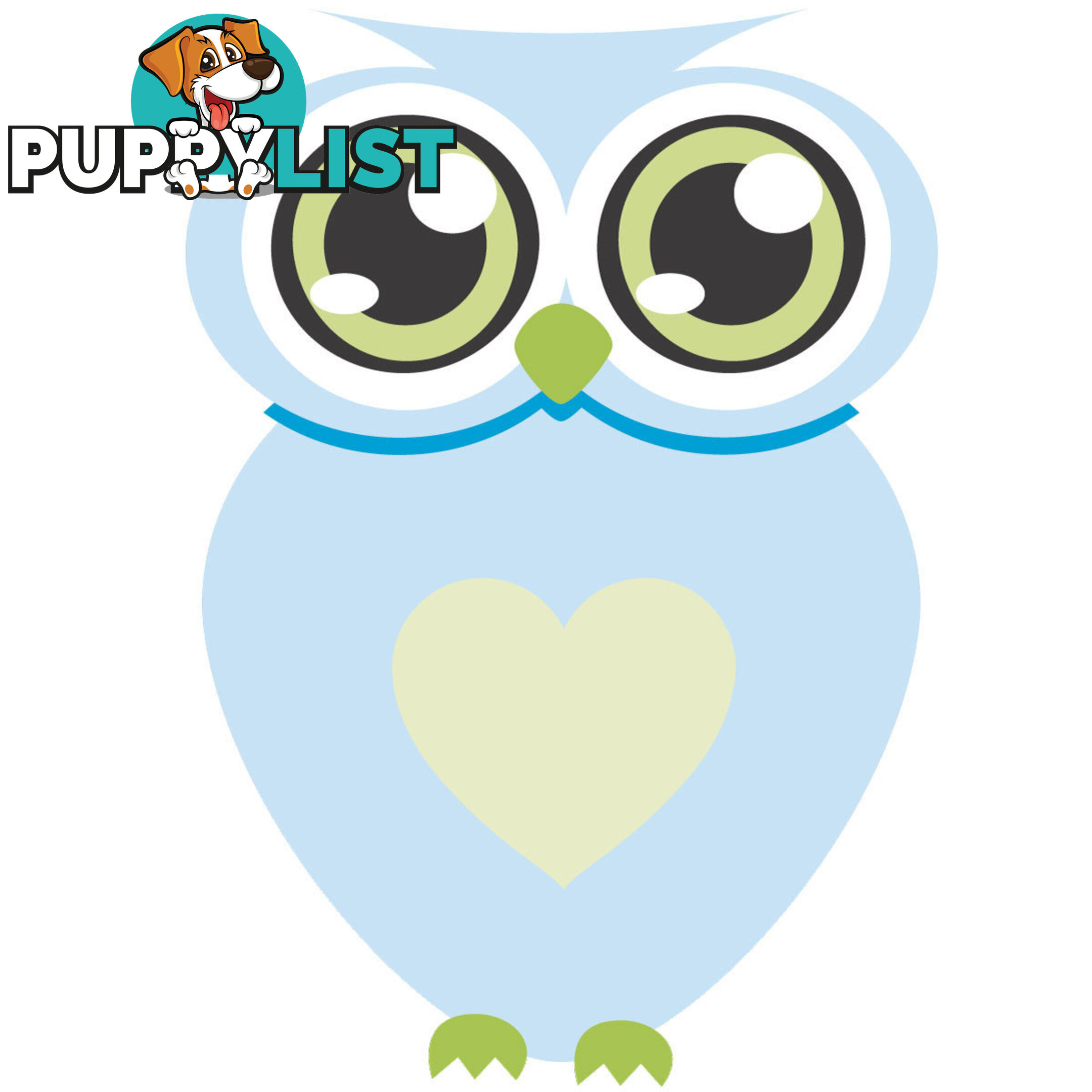 Blue owl with big eyes Wall Stickers - Totally Movable