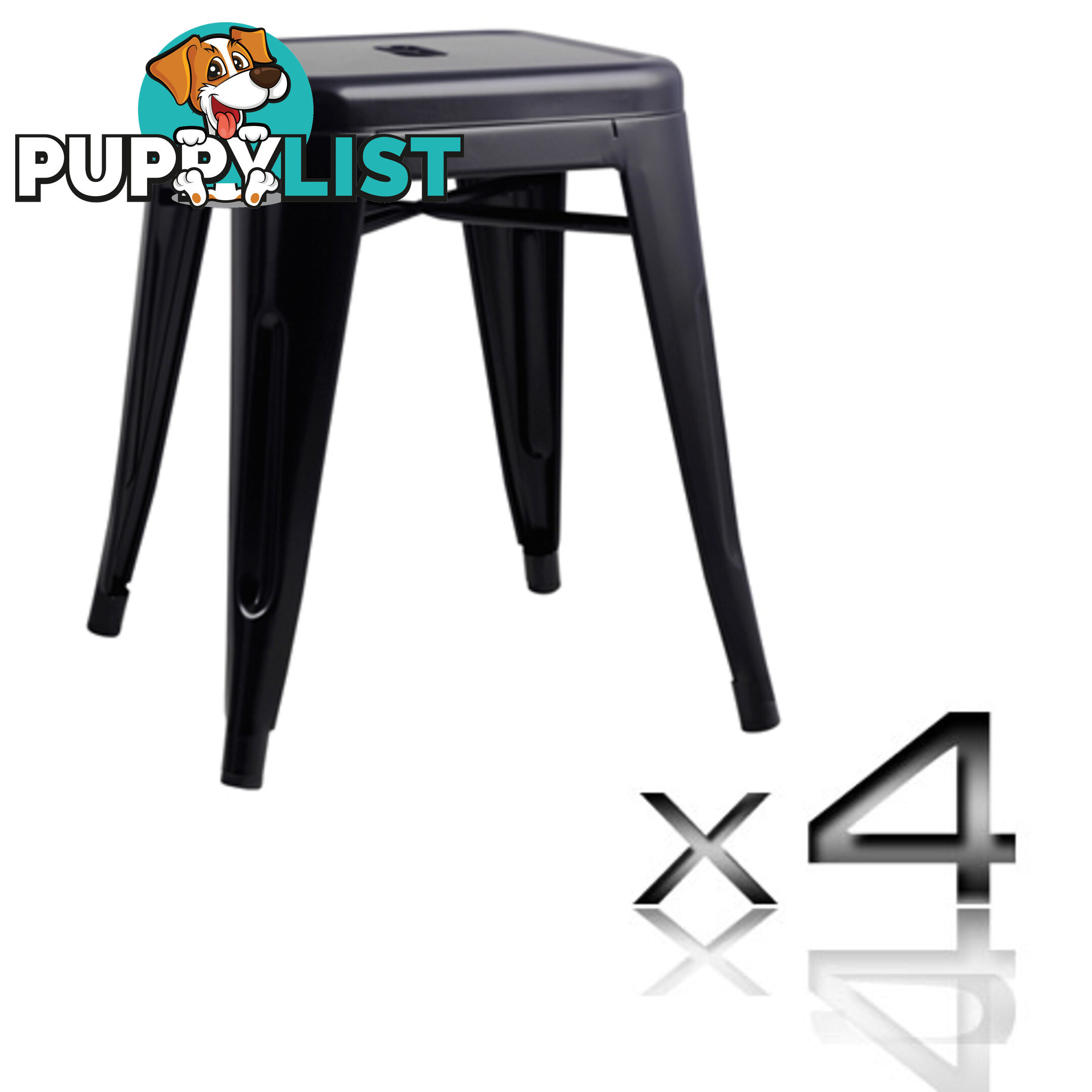 Set of 4 Replica Tolix Kitchen Bar Stool 46cm Black