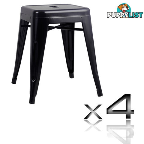 Set of 4 Replica Tolix Kitchen Bar Stool 46cm Black