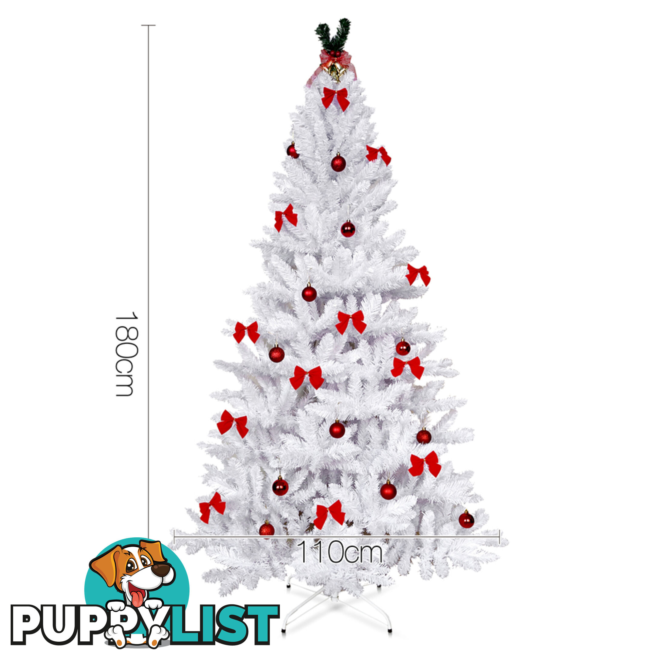 1.8M Christmas Tree With Decorations - White