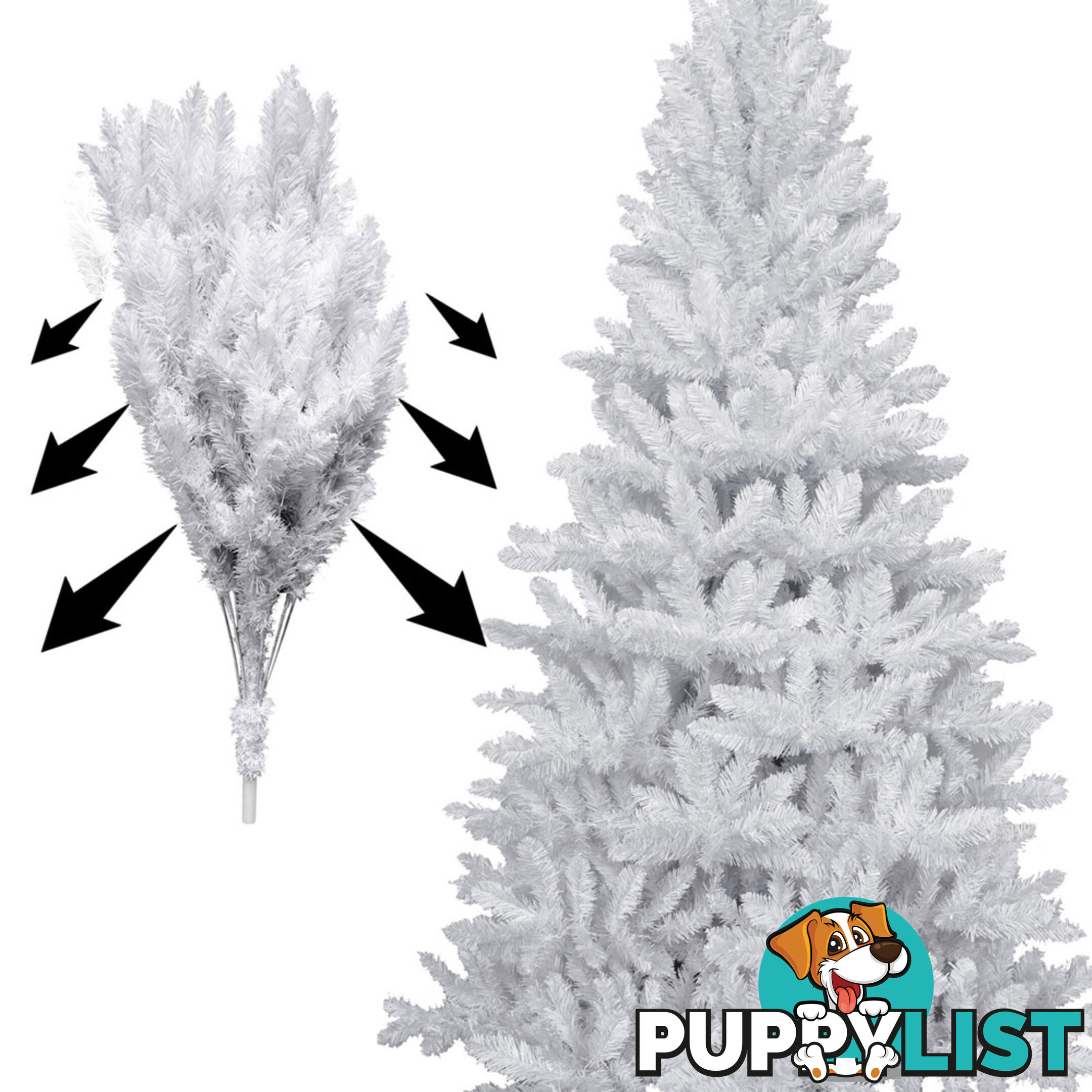 1.8M Christmas Tree With Decorations - White