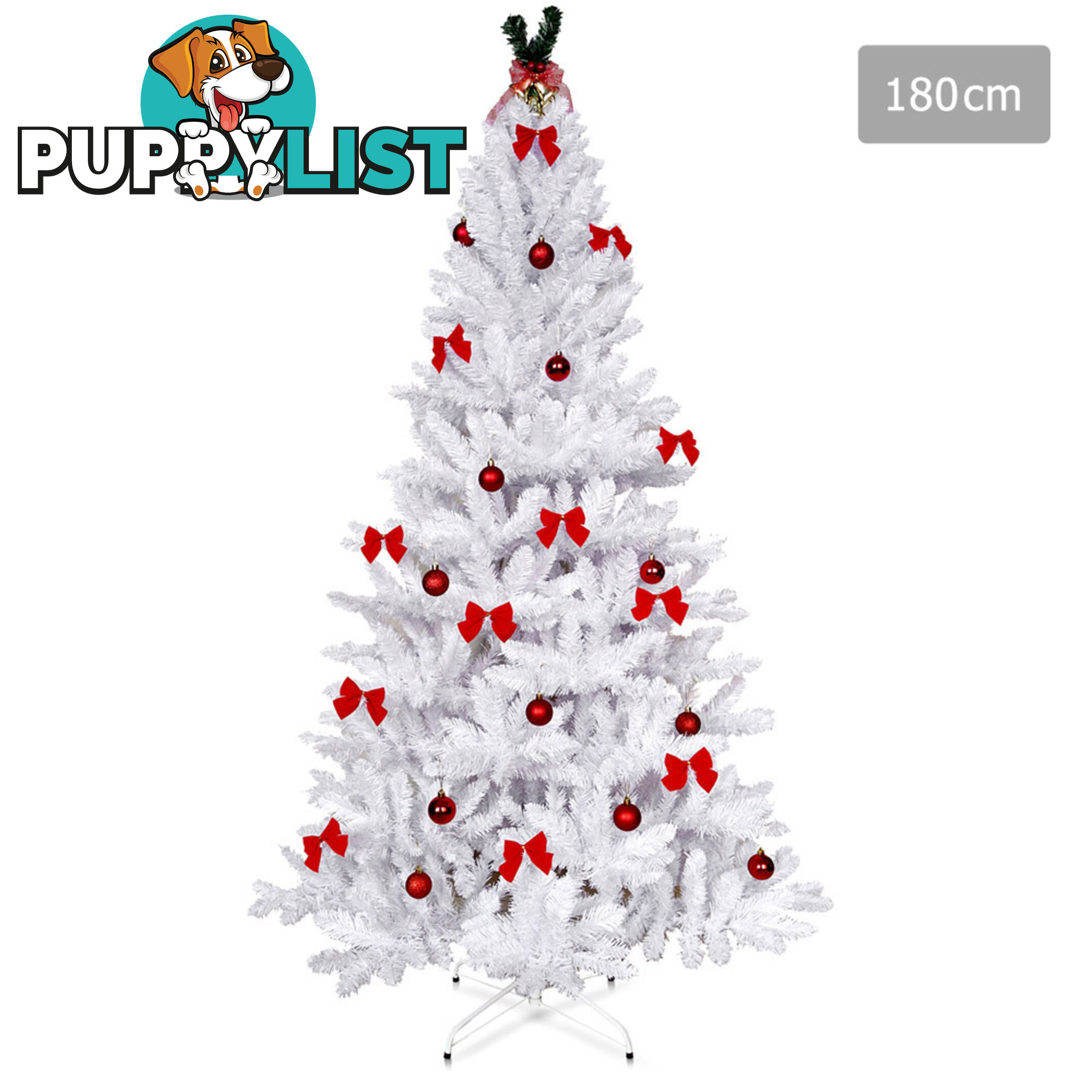 1.8M Christmas Tree With Decorations - White