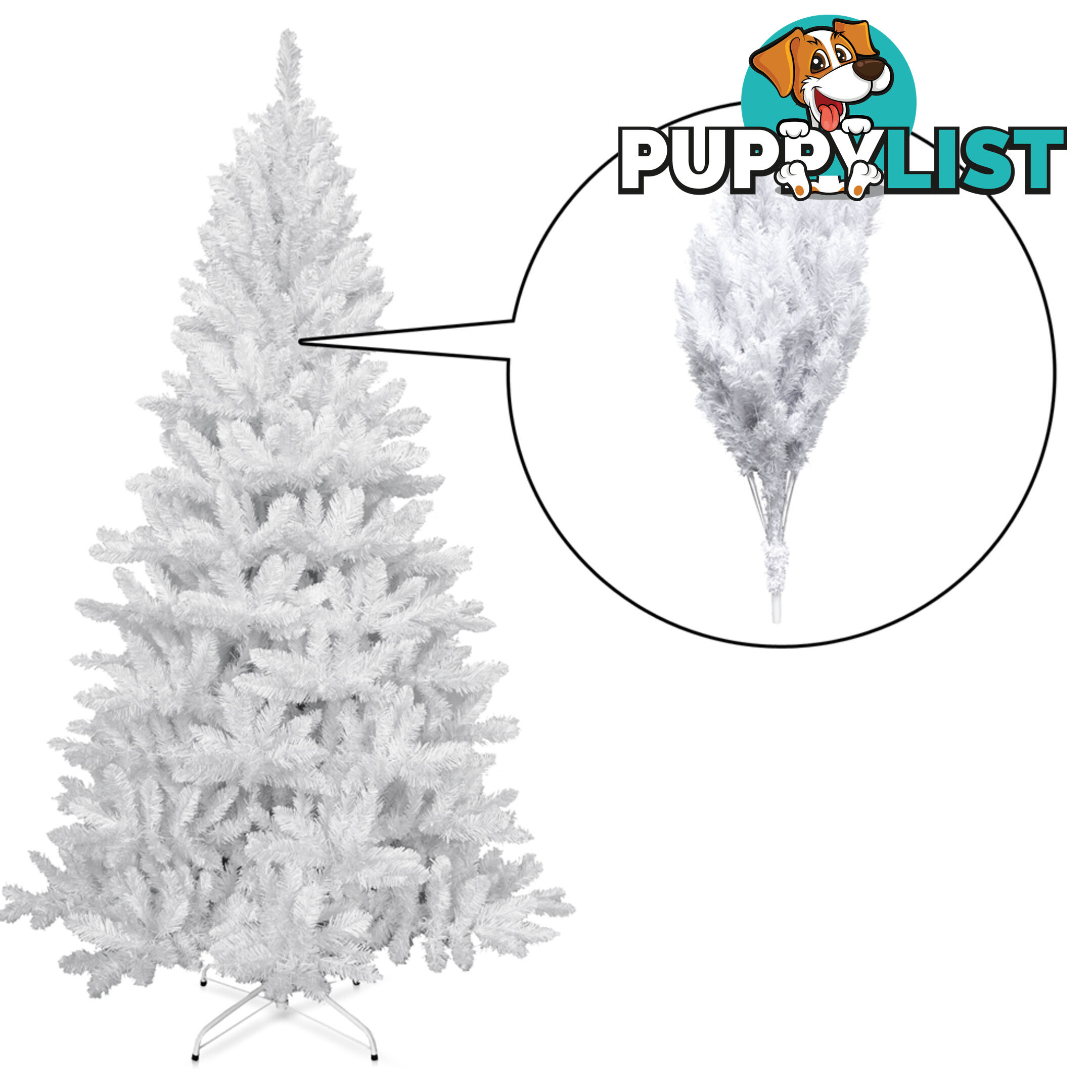 1.8M Christmas Tree With Decorations - White