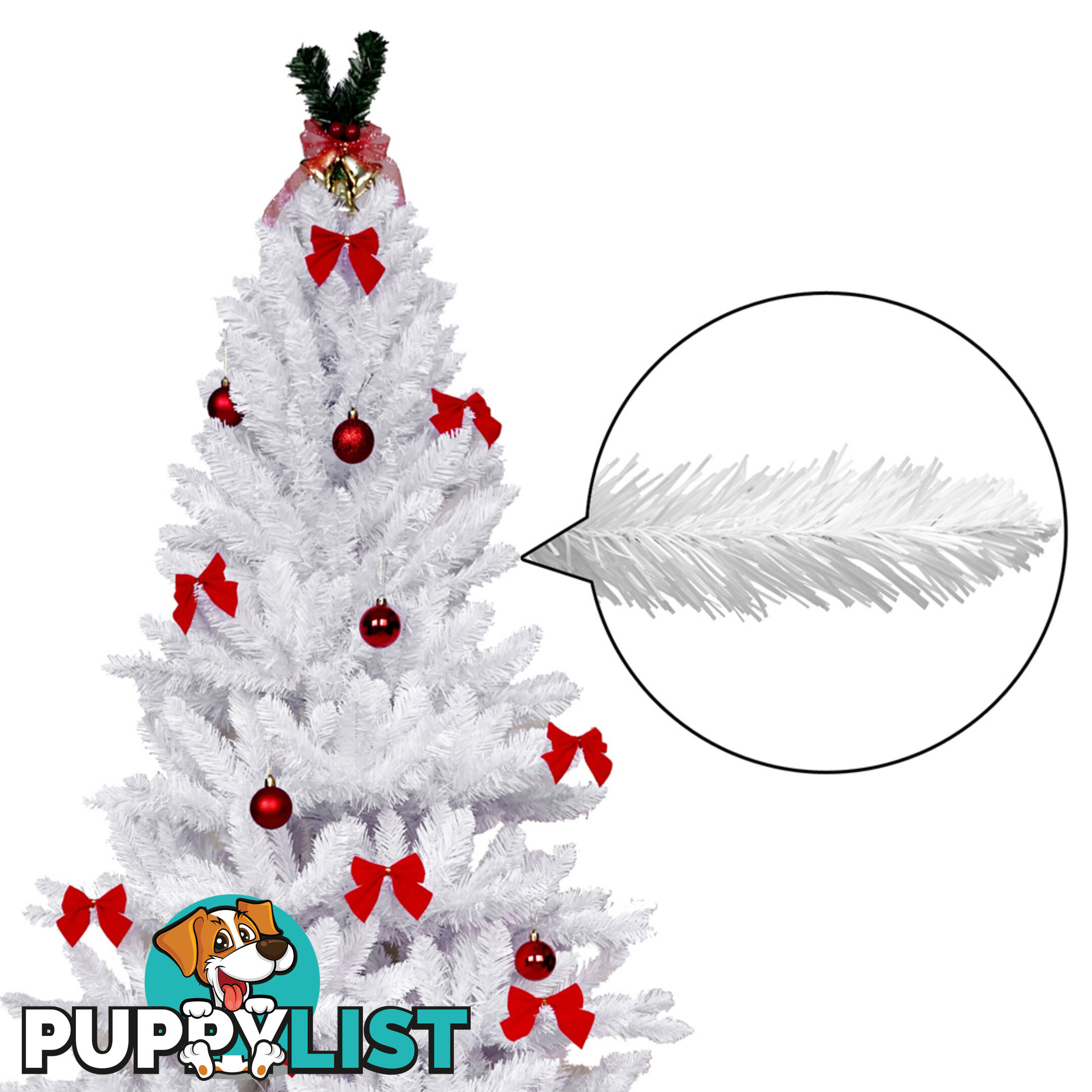 1.8M Christmas Tree With Decorations - White