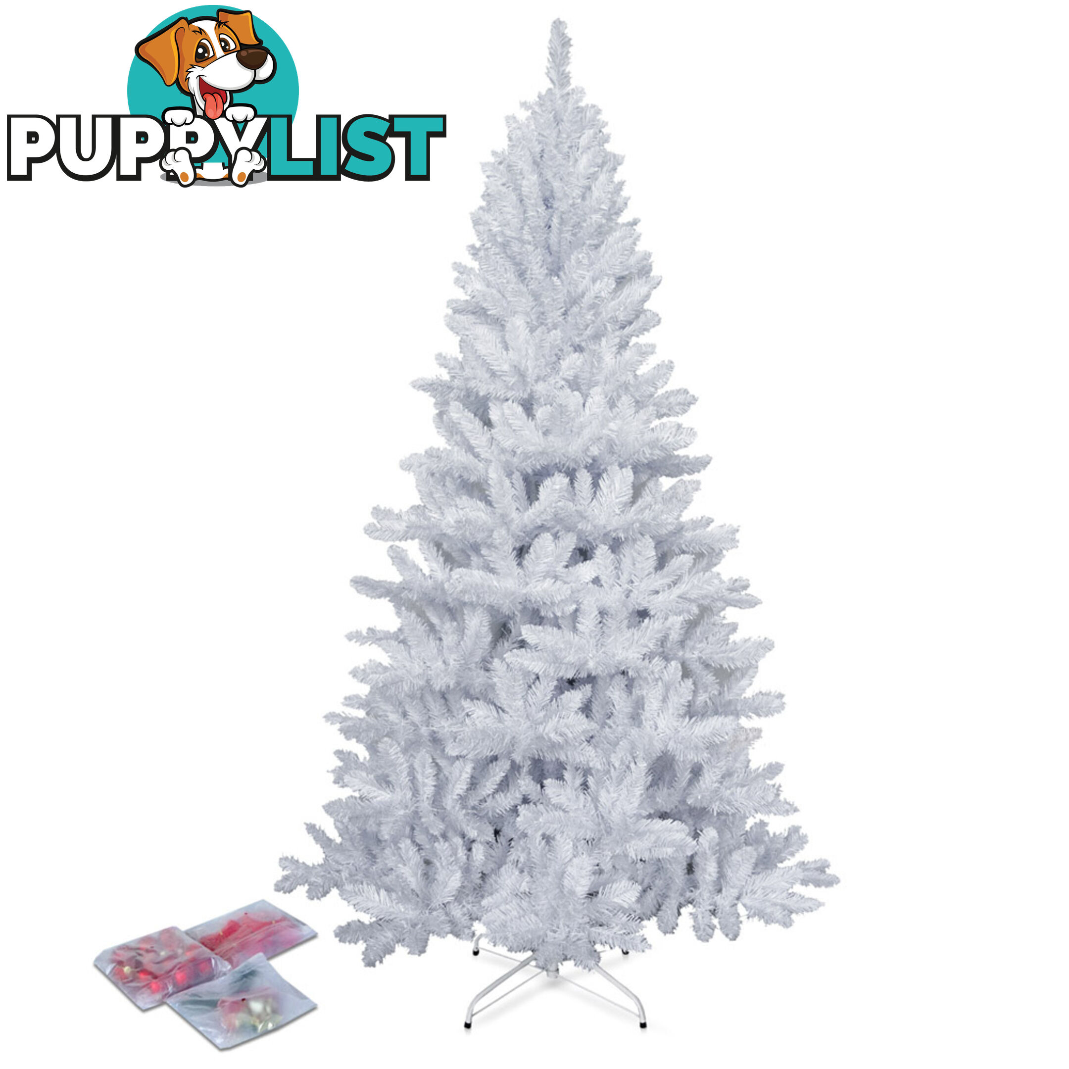 1.8M Christmas Tree With Decorations - White