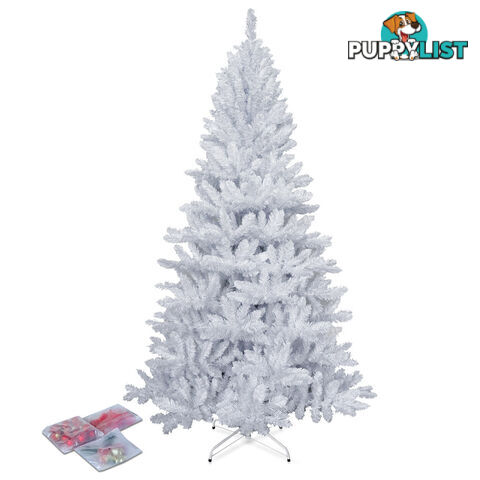 1.8M Christmas Tree With Decorations - White