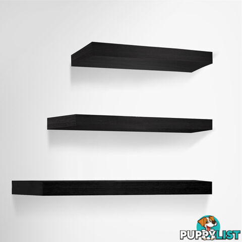 3 pcs Wall Floating Shelf Set Bookshelf Display Black