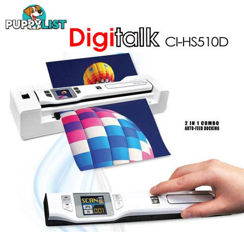 Digitalk 2-in-1 Combo Portable A4 1200DPI Photo & Document Scanner (CI-HS510D)