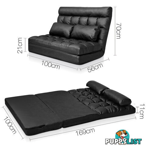 Double Size Adjustable Lounge Sofa - 10 positions PU Leather