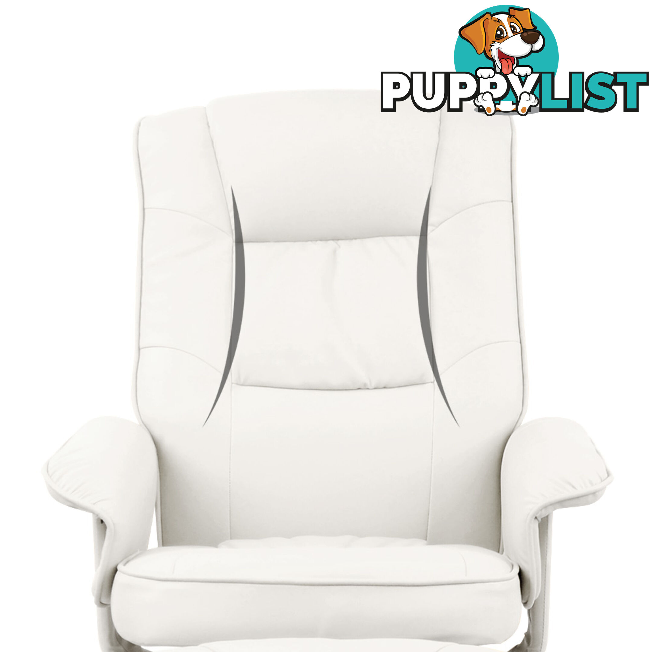 PU Leather Lounge Recliner Chair Ottoman White