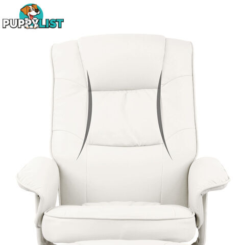 PU Leather Lounge Recliner Chair Ottoman White