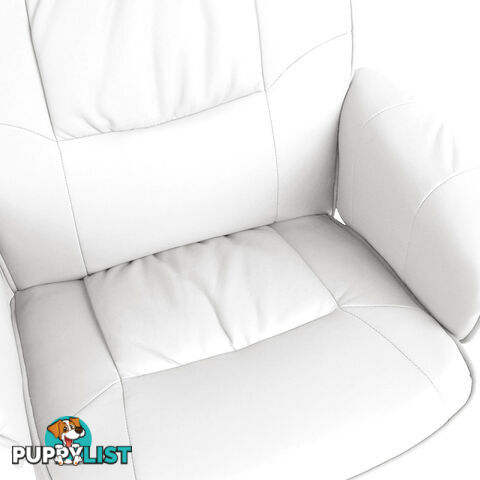 PU Leather Lounge Recliner Chair Ottoman White