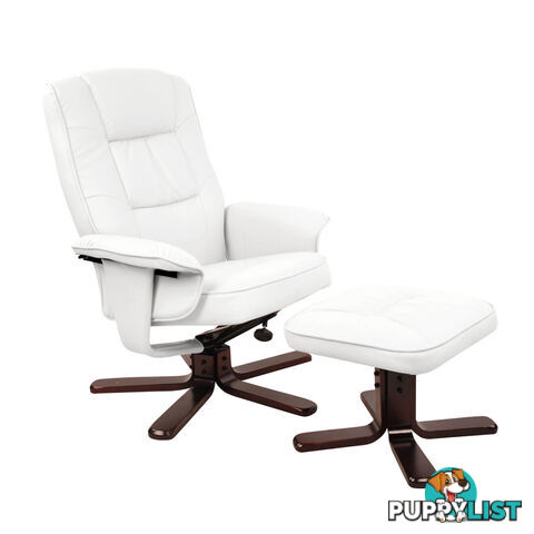 PU Leather Lounge Recliner Chair Ottoman White