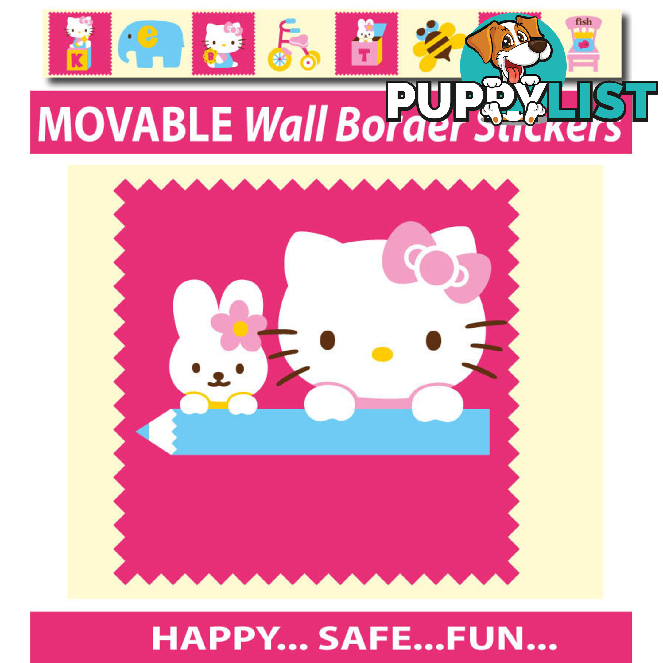 Hello Kitty Wall Border Stickers - Totally Movable