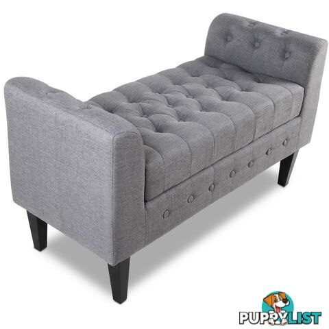 Linen Fabric Storage Ottoman _ Grey