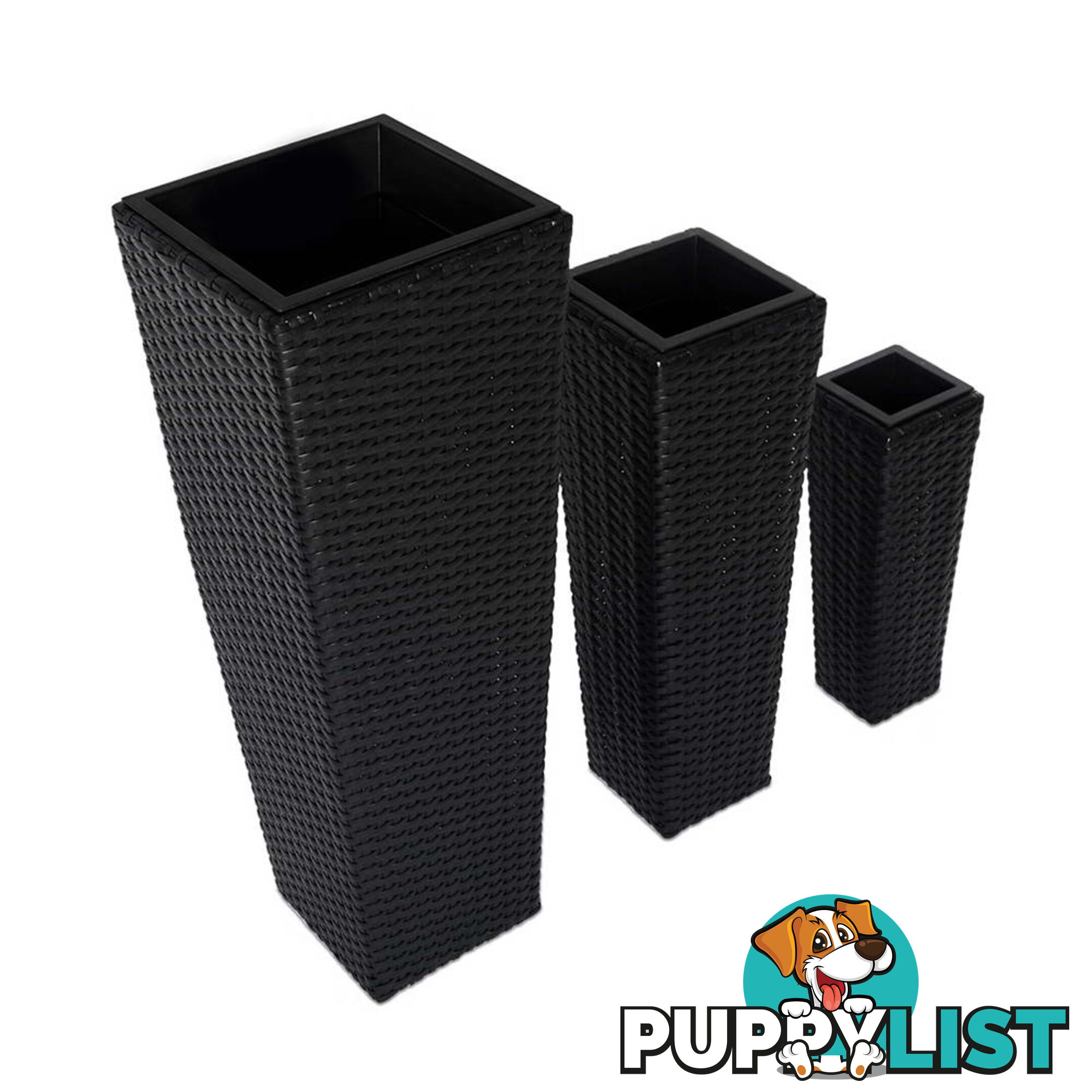 Set of 3 Rattan Wicker Planters