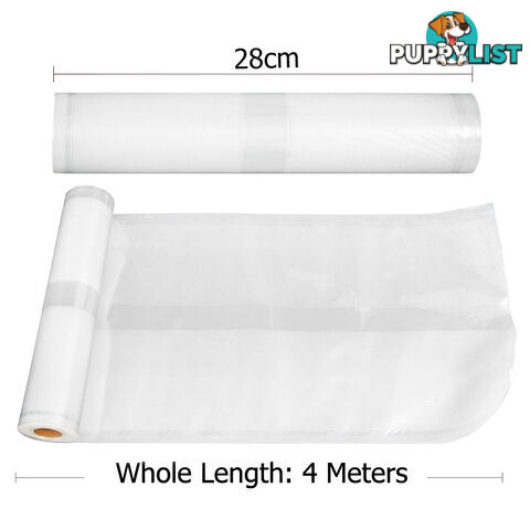 Set of 5 Vacuum Food Sealer Storage Rolls 4m x 22cm + 4m x 28cm