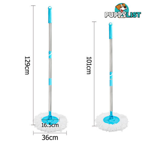 360 Degree Spinning Mop Stainless Steel Spin Dry Bucket 9L Blue