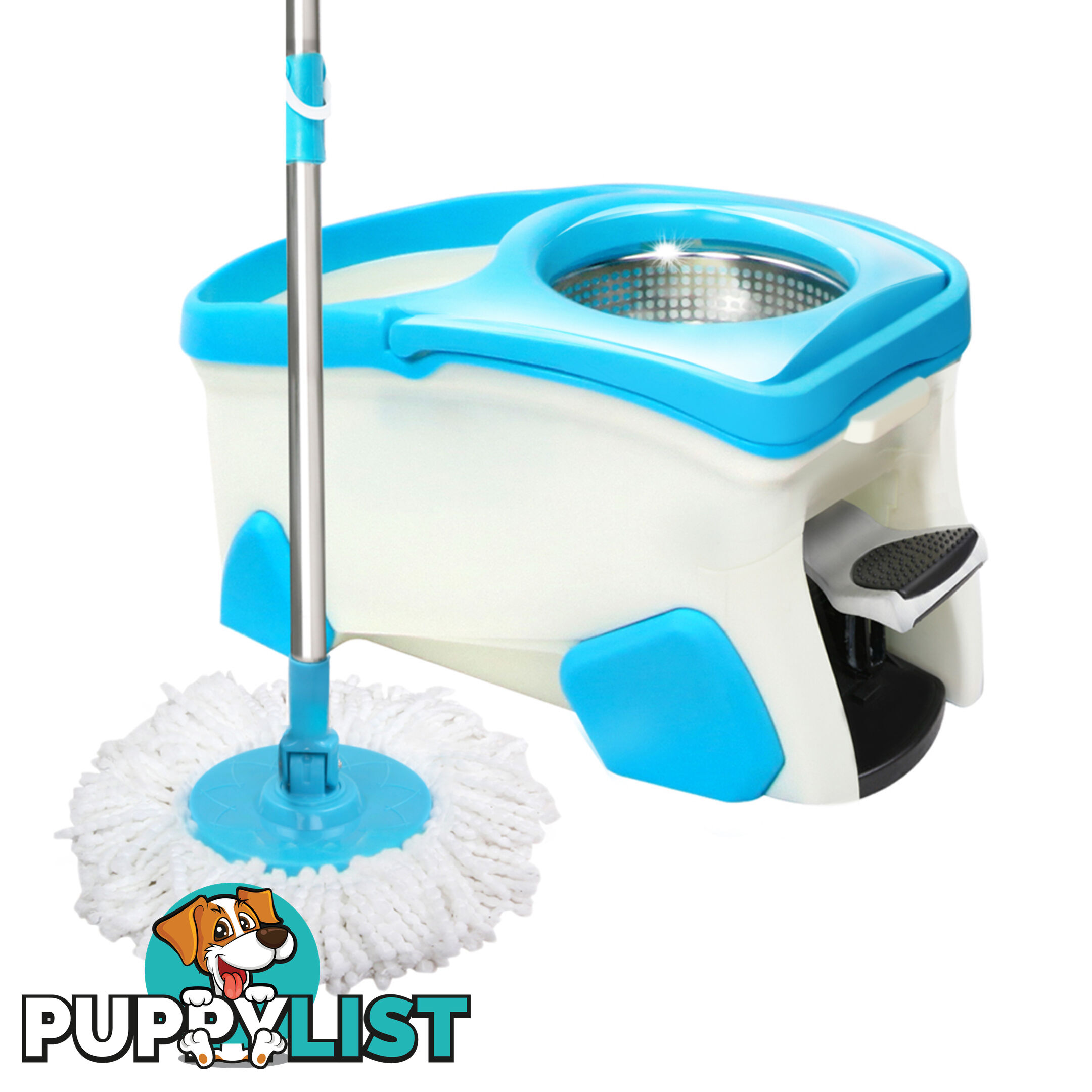 360 Degree Spinning Mop Stainless Steel Spin Dry Bucket 9L Blue