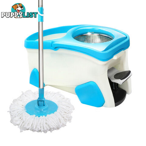 360 Degree Spinning Mop Stainless Steel Spin Dry Bucket 9L Blue