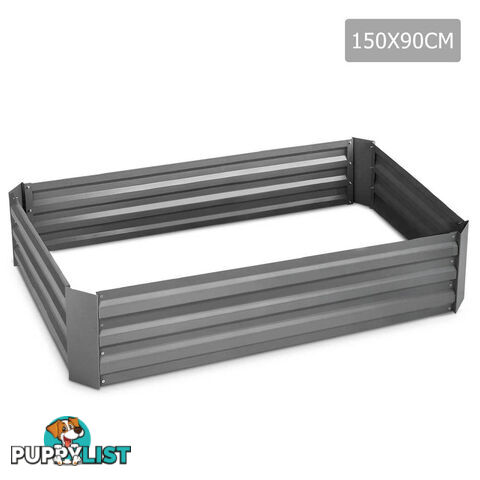 Galvanised Raised Garden Bed - 150 x 90 x 30cm - Aluminium Grey