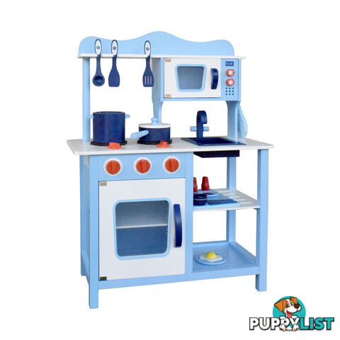 Children Wooden Kitchen Play Set Blue