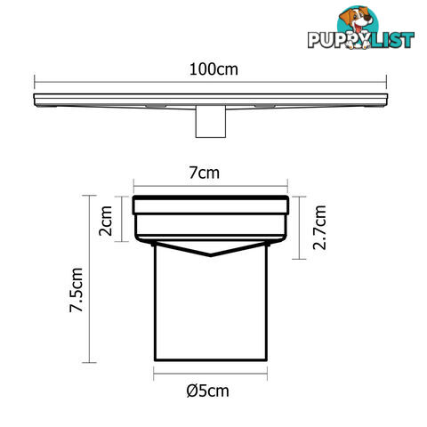 Square Stainless Steel Shower Grate Drain Floor Bathroom 1000mm