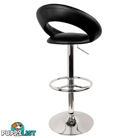 Set of 2 PU Leather Kitchen Bar Stool Black